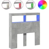 vidaXL Hoofdbordkast met LED-verlichting 100x17x102 cm betongrijs