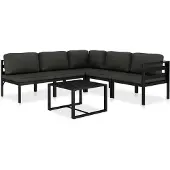 vidaXL 6-delige Loungeset met kussens aluminium antraciet