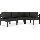 vidaXL 4-delige Loungeset met kussens aluminium antraciet