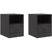 vidaXL Nachtkastjes 2 st 34,5x39x44 cm staal zwart