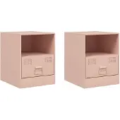 vidaXL Nachtkastjes 2 st 34,5x39x44 cm staal roze
