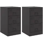 vidaXL Nachtkastjes 2 st 34,5x39x62 cm staal zwart
