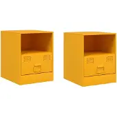 vidaXL Nachtkastjes 2 st 34,5x39x44 cm staal mosterdgeel