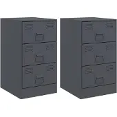 vidaXL Nachtkastjes 2 st 34,5x39x62 cm staal antracietkleurig