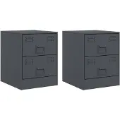 vidaXL Nachtkastjes 2 st 34,5x39x44 cm staal antracietkleurig
