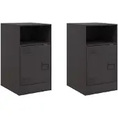 vidaXL Nachtkastjes 2 st 34,5x39x62 cm staal zwart