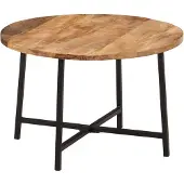 vidaXL Salontafel, 54x54x35 cm, massief mangohout en ijzer