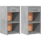 vidaXL Nachtkastjes 2 st 35x34x65 cm bewerkt hout betongrijs