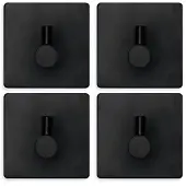 EAVY Handdoekhaakjes Zelfklevend Zwart - 4x Zelfklevende Haakjes - Handdoekhouder
