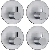 EAVY 4x Handdoekhaakjes (Zelfklevend) van RVS Zilver – Zelfklevende Haakjes – Handdoekhouder