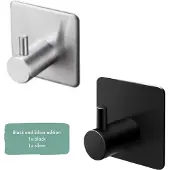 EAVY Zelfklevende Handdoekhaakjes – Set van 2 Handdoekhouders - Zwart & Zilver