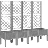 vidaXL Plantenbak met latwerk 160x40x142 cm polypropeen lichtgrijs