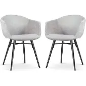Nolon Nova-Otis Eetkamerstoelen Set van 2 Lichtgrijs - met Armleuning - Stof - Zwarte Poten