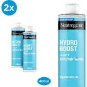 Neutrogena Hydro Boost 3-in-1 Micellair Water, Alcoholvrij en Dermatologisch Getest, Geschikt voor Alle Huidtypes, 2x400ml