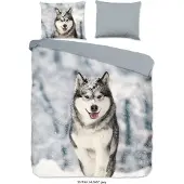 Good Morning flanellen dekbedovertrek Husky grijs - 100% katoen - 240 x 220 cm