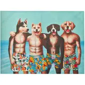 J-Line Wanddecoratie Honden Zwemshorts Canvas/Verf Mix