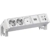 Bachmann DESK2 ALU WIT 2xCEE7/3 1xSwitch 1xUSB A/C 22W 0,2m