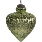 Clayre & Eef Kerstbal Ø 16x20 cm Groen Glas Kerstboomversiering Groen Kerstboomversiering