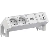 Bachmann DESK2 ALU WIT 2xUTE 1xUSB A/C 22W 0,2m GST18
