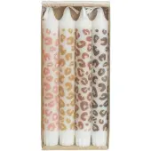 Rustik Lys Stearine dinerkaarsen 'Leopard' Set van 4, Ø 2.2 x 19cm