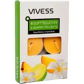 Vivess Tropical Fruits geurende gele theelicht kaarsen - pak van 6 stuks