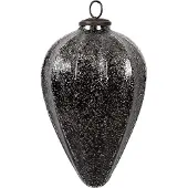 Clayre & Eef Kerstbal Overig Ø 14x19 cm Zwart Glas Kerstballen