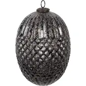 Clayre & Eef Kerstbal Overig Ø 17x25 cm Zwart Glas Kerstballen