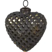 Clayre & Eef Kerstbal Overig 10x4x11 cm Zwart Glas Kerstballen