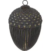 Clayre & Eef Kerstbal Overig Ø 15x21 cm Zwart Glas Kerstballen