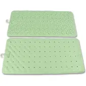 Merkloos Badmat Set - Groene Badkamer Mat en Douchemat - 76x36cm - 100% Natuurlijk Rubber - 2 Stuks