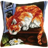 Kanex kruissteekkussen 9533 poes in vensterbank