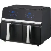 Nexxt Digitale Dubbele Airfryer XXL - Heteluchtfriteuse met Touchscreen – Inhoud 5,5 + 3,5 Liter – 8 Kookprogramma's - Zwart