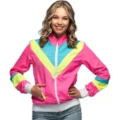 Boland - Trainingsjasje Retro babe neonroze (XL) - Volwassenen - -