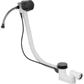 Hotbath Mate P033 badafvoer verlengd met overloop en vulcombinatie gepolijst zwart PVD