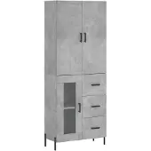 vidaXL Hoge kast 69,5x34x180 cm bewerkt hout betongrijs