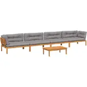 vidaXL - 5-delige - Loungeset - pallet - met - kussens - massief - acaciahout