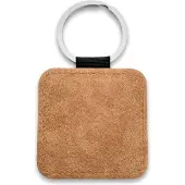Combicraft Blanco leren sleutelhanger vierkant 50x50mm licht bruin - 5 stuks