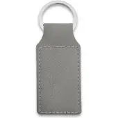 Combicraft Blanco leren sleutelhanger rechthoek 33x70mm grijs - 10 stuks