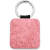 Combicraft Blanco leren sleutelhanger vierkant 50x50mm roze - 5 stuks