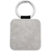 Combicraft Blanco leren sleutelhanger vierkant 50x50mm licht grijs - 5 stuks