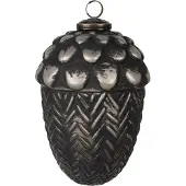 Clayre & Eef Kerstbal Overig Ø 10x15 cm Zwart Glas Kerstballen