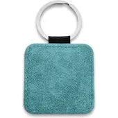 Combicraft Blanco leren sleutelhanger vierkant 50x50mm turquoise - 10 stuks
