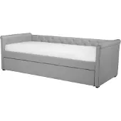 Beliani LIBOURNE - Onderschuifbed - Lichtgrijs - 90 x 200 cm - Polyester