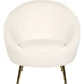 Beliani LANGA - Fauteuil-Wit-Fluweel