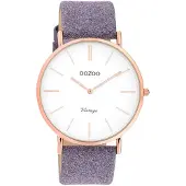Oozoo Timepieces - Rosé goudkleurige horloge met violet leren band - C20152