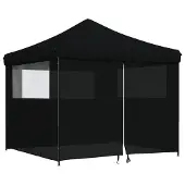 vidaXL Partytent inklapbaar pop-up met 4 zijwanden zwart