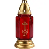 COSY&TRENDY Grafkaars - 3 dagen brandtijd - gedenklicht met deksel - rood/goud - 11 x 24 cm - herdenkingslichten