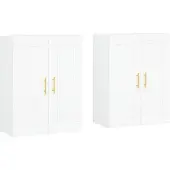 vidaXL Wandkasten, 2 stuks, wit, van houtvezel