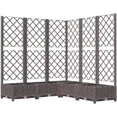 vidaXL Plantenbak met latwerk 120x120x121,5 cm polypropeen bruin