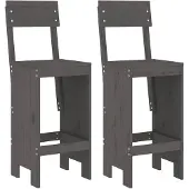 vidaXL Barkrukken 2 st 40x48,5x115,5 cm massief grenenhout grijs